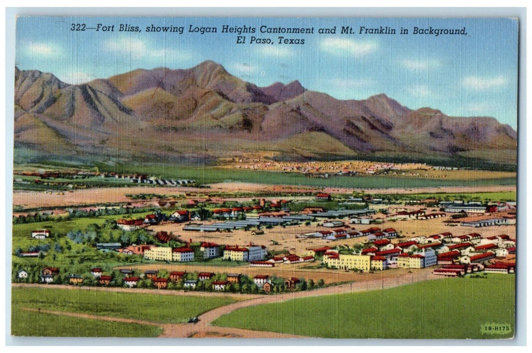 1947 Fort Bliss Logan Heights Cantonment Mt Franklin El Paso Texas TX Postcard