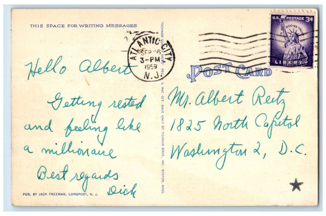 1959 Chelsea Park High School and Mayfair Apartments Atlantic City NJ Postcard