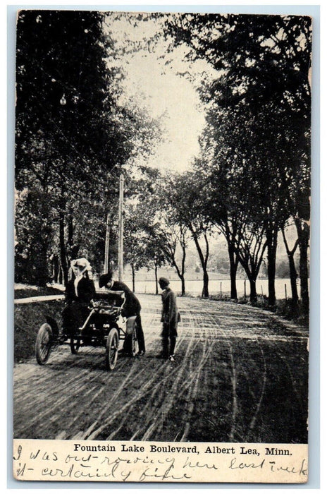 1908 Fountain Lake Boulevard Classic Car Albert Lea Minnesota Vintage Postcard