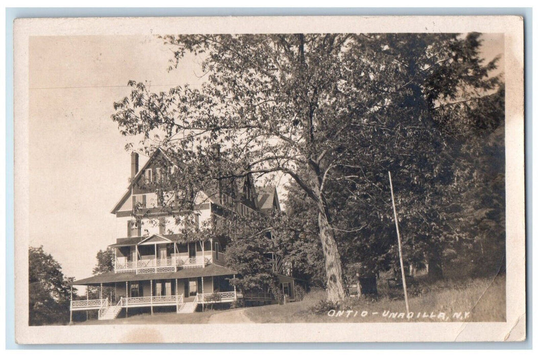 1908 The Ontio Unadilla New York NY, Adirondacks Antique RPPC Photo Postcard