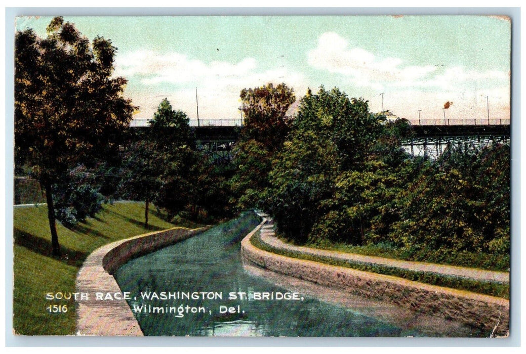 1908 South Race Washington St Bridge Canal Wilmington Delaware Vintage Postcard