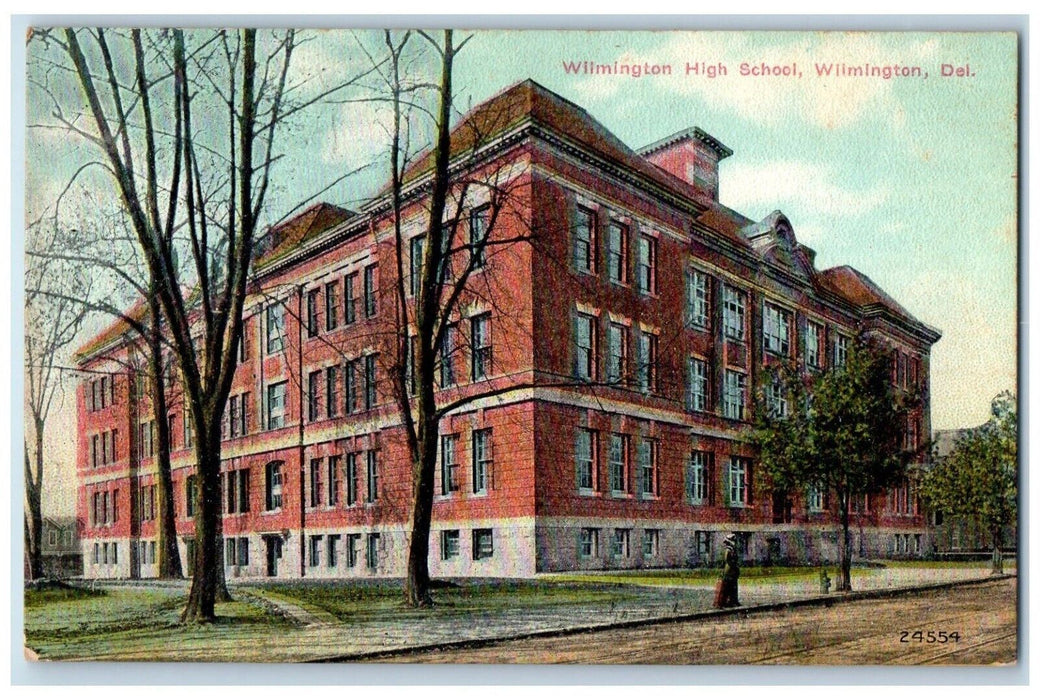 c1910 Wilmington High School Building Wilmington Delaware DE Antique Postcard