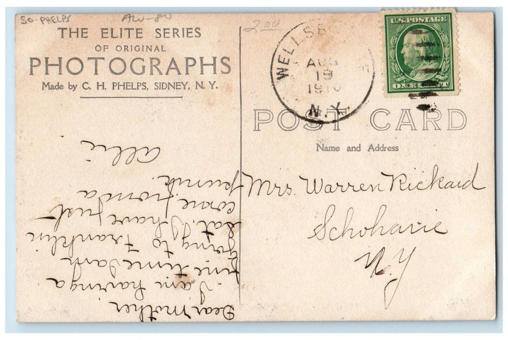 1910 River Bridge Wellsbridge New York NY Phelps Antique RPPC Photo Postcard