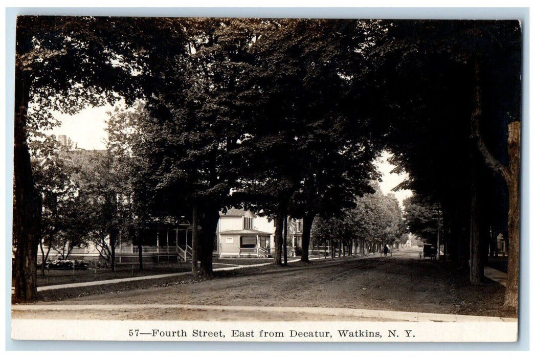 c1930's Fourth Street East From Decatur Watkins NY Phelps RPPC Photo Postcard