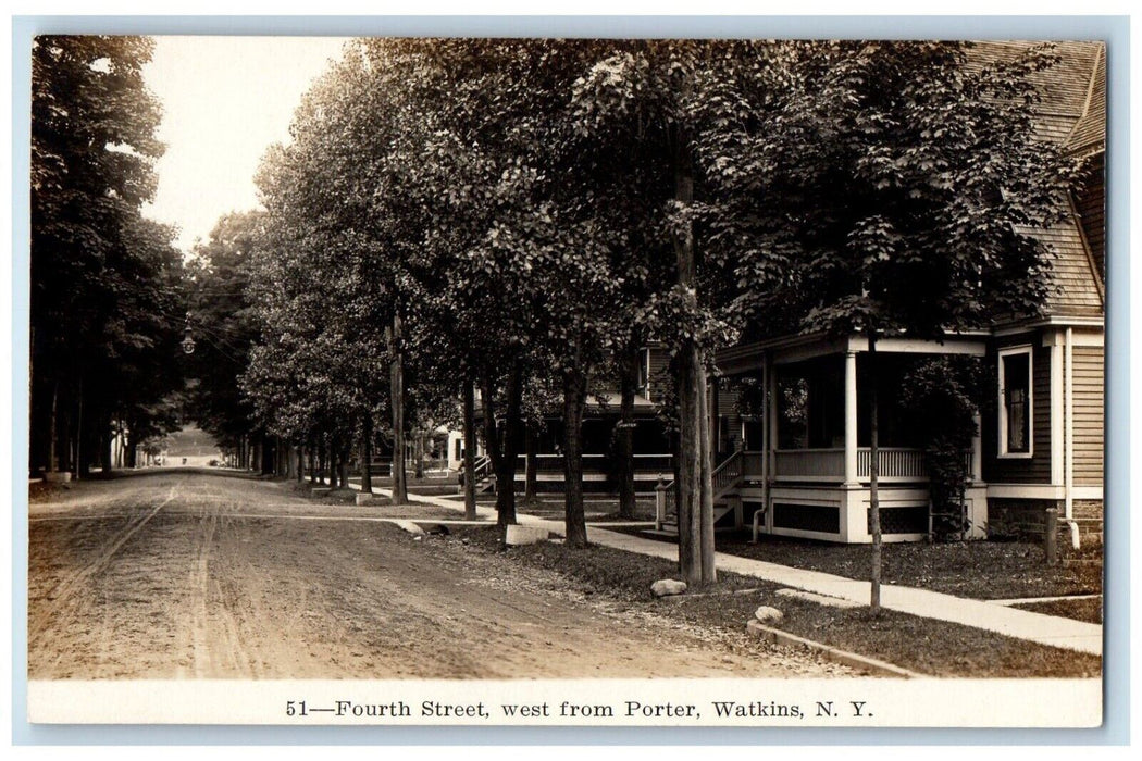 c1930's Fourth Street West From Porter Watkins NY Phelps RPPC Photo Postcard