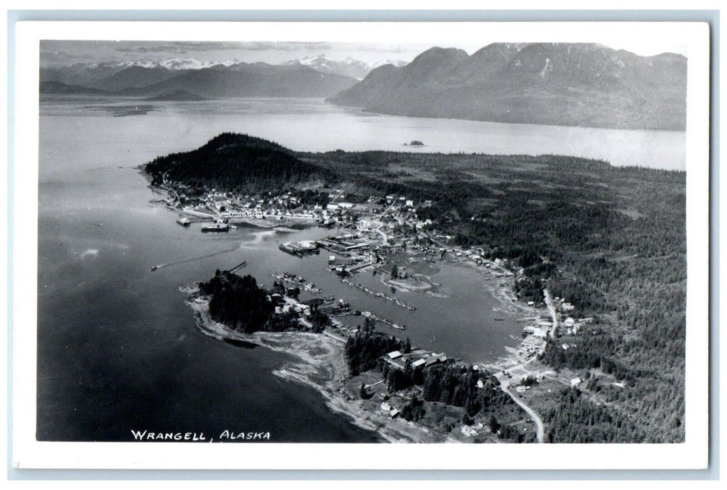 c1950's Aerial View Of Wrangell Alaska AK Unposted Vintage RPPC Photo Postcard