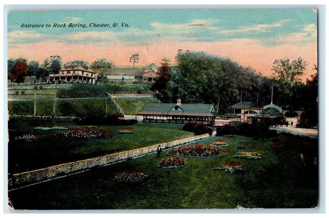 1911 Scenic View Entrance Rock Springs Chester West Virginia Vintage Postcard