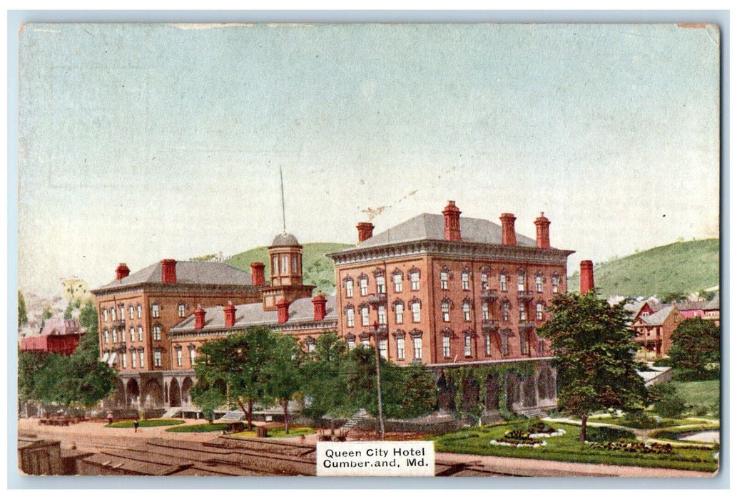 c1910 Overlooking Queen City Hotel Building Cumberland Maryland Vintage Postcard