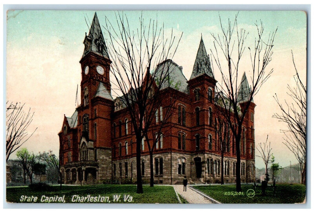 1909 State Capitol Building Charleston West Virginia Antique Souvenir Postcard