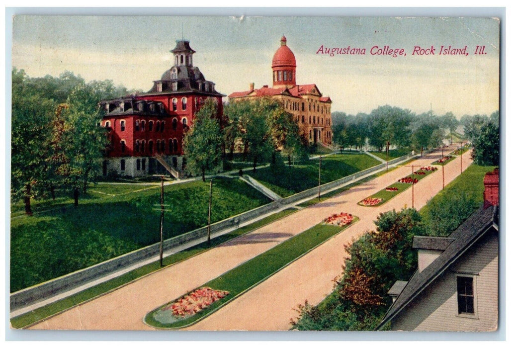 1911 Birds Eye View Augustana College Rock Island Illinois IL Vintage Postcard