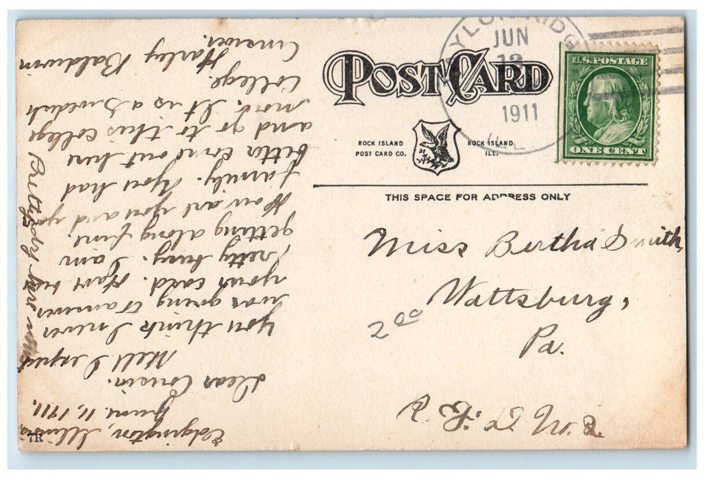 1911 Birds Eye View Augustana College Rock Island Illinois IL Vintage Postcard