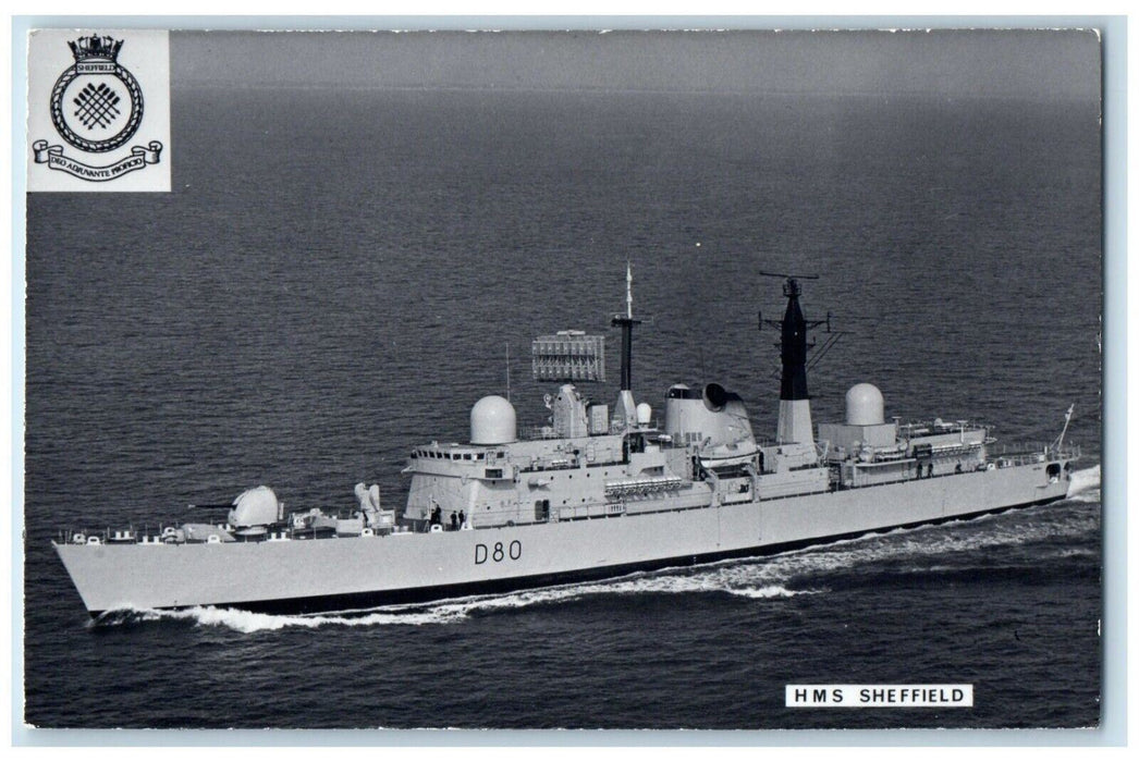 c1910's View Of HMS Sheffield Steamer Ship Unposted Antique RPPC Photo Postcard