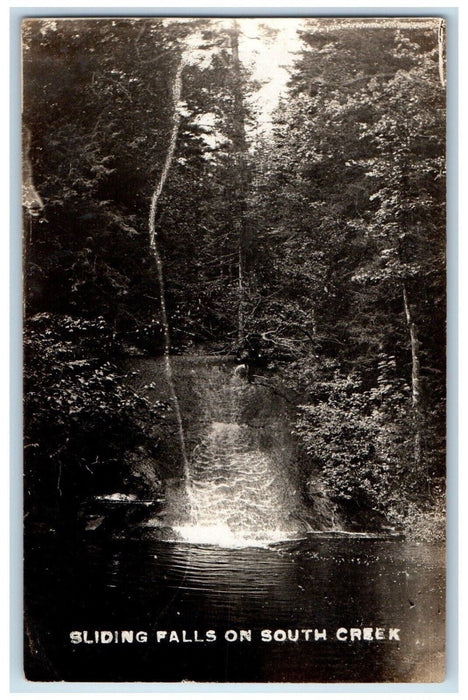 1913 Sliding Rock Falls On South Creek Wanaka New York NY RPPC Photo Postcard