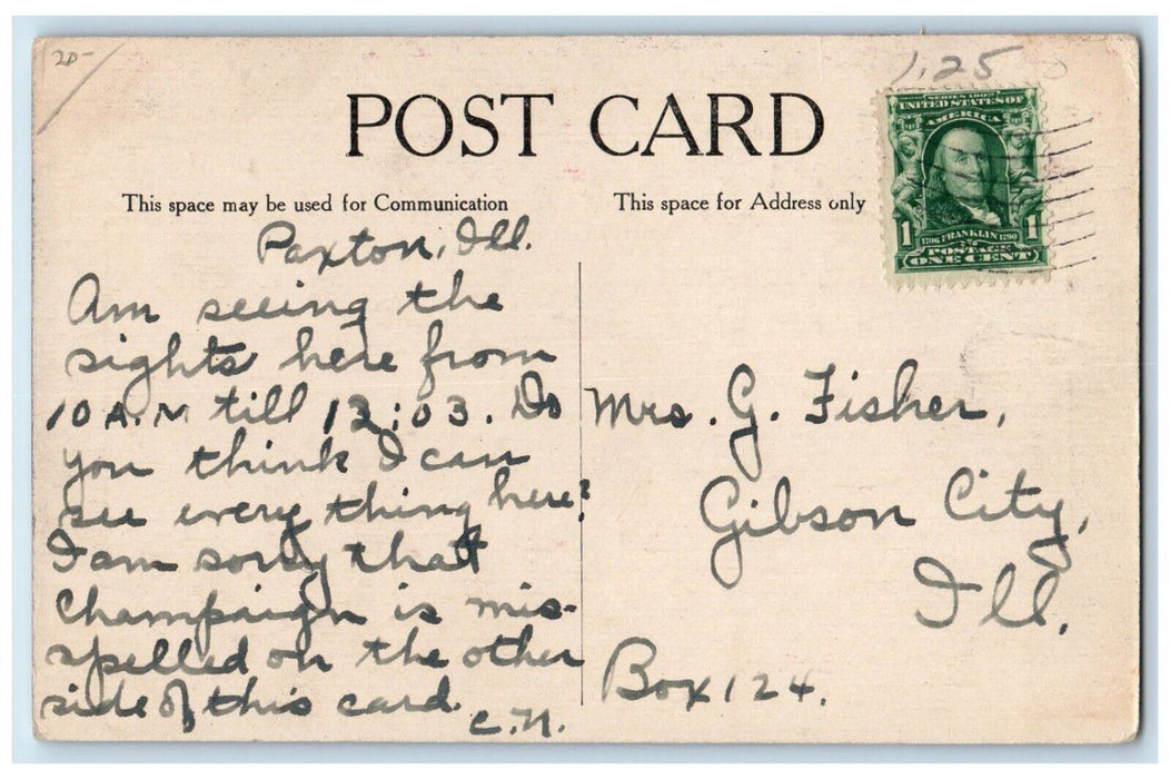 c1910's Anthropomorphic Stork Retreat Sun And Trees Paxton Illinois IL Postcard