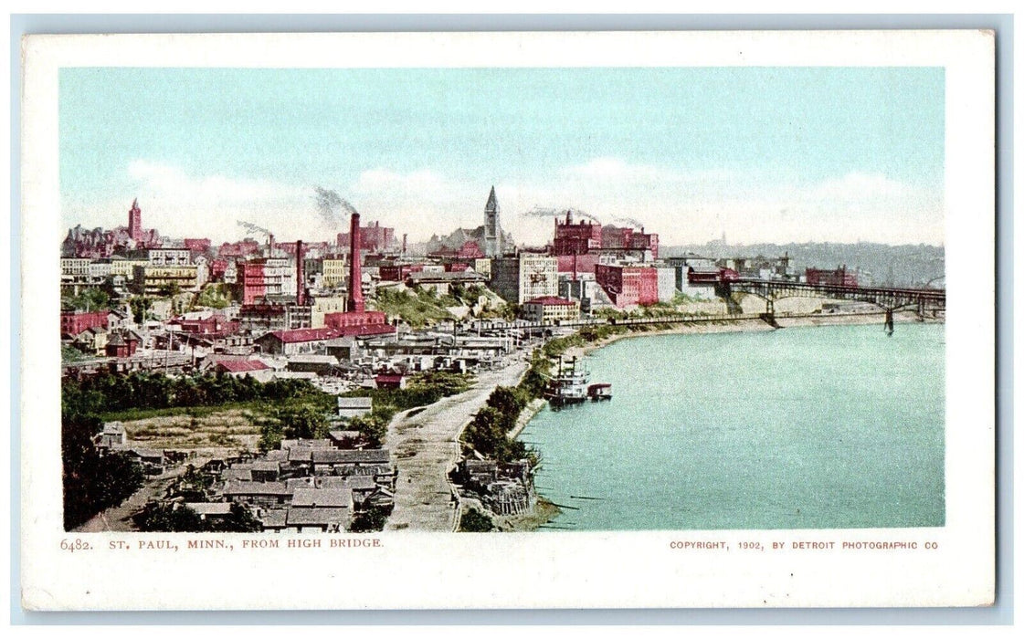 c1905 Aerial View High Bridge Exterior Building St. Paul Minnesota MN Postcard