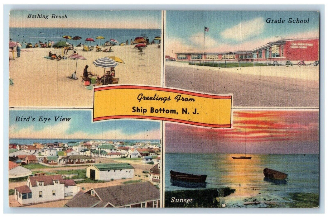 1955 Greetings from Ship Bottom New Jersey NJ Multiview Vintage Postcard