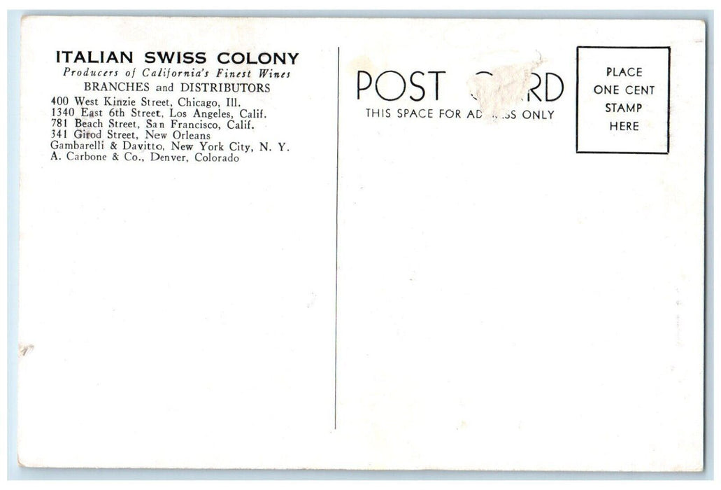 c1950's Largest Wine Vat Italian Swiss Colony Winery Asti California CA Postcard