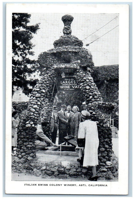c1950's Underground Wine Vat Scene Italian Swiss Colony Winery Asti CA Postcard