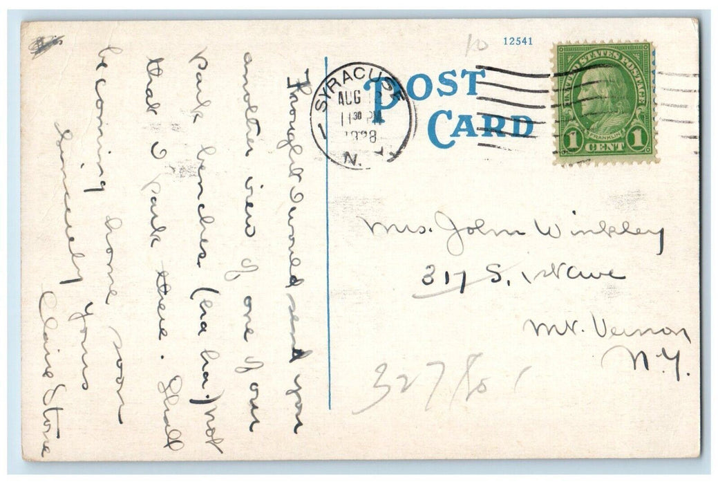 1928 Fountain Chairs Foreman Park Scene Syracuse New York NY Postcard