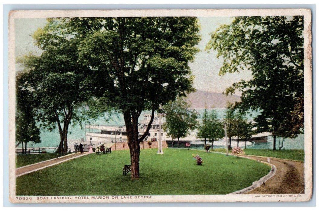 c1920's Boat Landing Hotel Marion Lake George New York NY Phostint Postcard