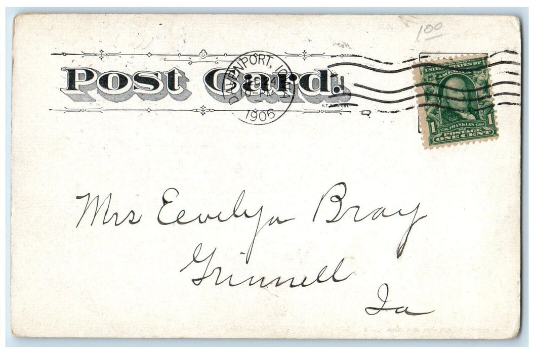 1906 S. Katharine's Davenport Iowa IA Antique Posted M. Montgomery Postcard