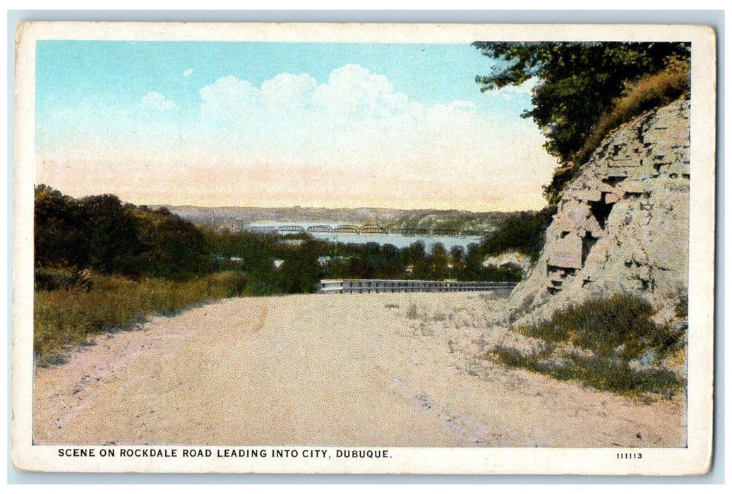 c1920's Scene on Rockdale Road Leading Into City Dubuque Iowa IA Postcard