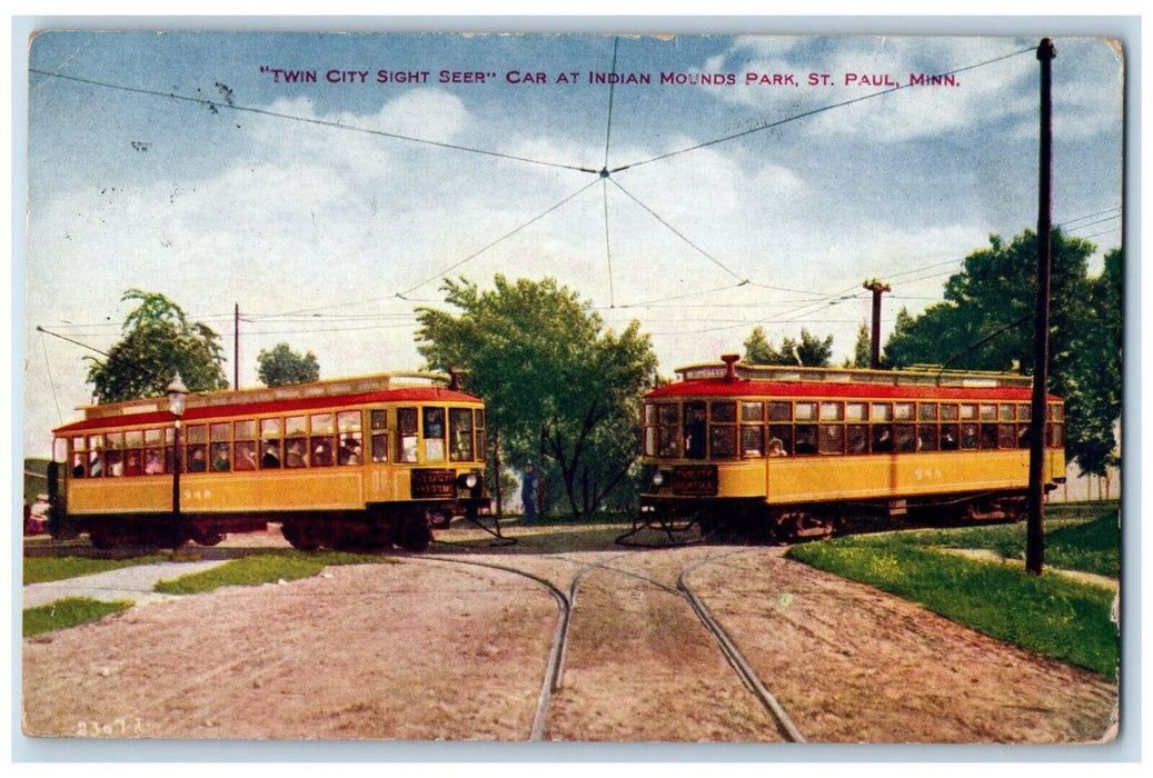 c1910 Twin City Sight Seer Car Indian Mounds Park St. Paul Minnesota MN Postcard