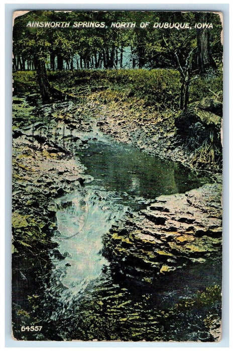 1913 Ainsworth Springs North of Dubuque Iowa IA Antique Posted Postcard