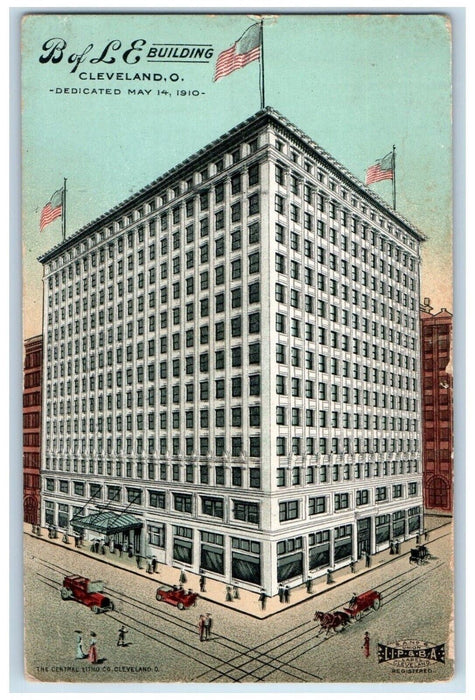 1914 B of L E Building Cleveland Ohio OH The Central Litho Co Antique Postcard