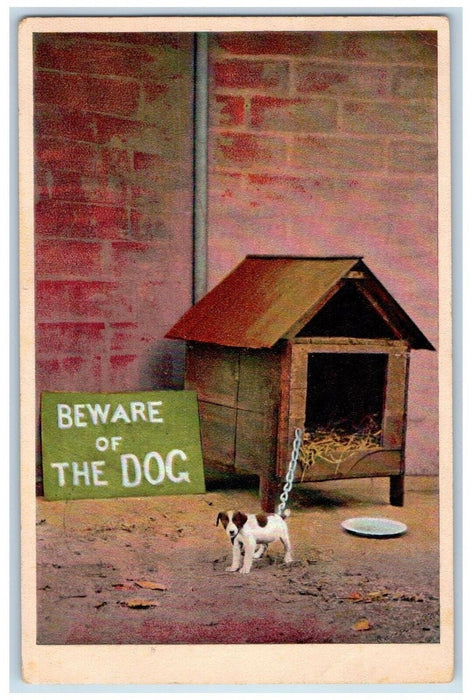 1907 Beware Of The Dog Puppy House Bamforth Bryant Indiana IN Antique Postcard