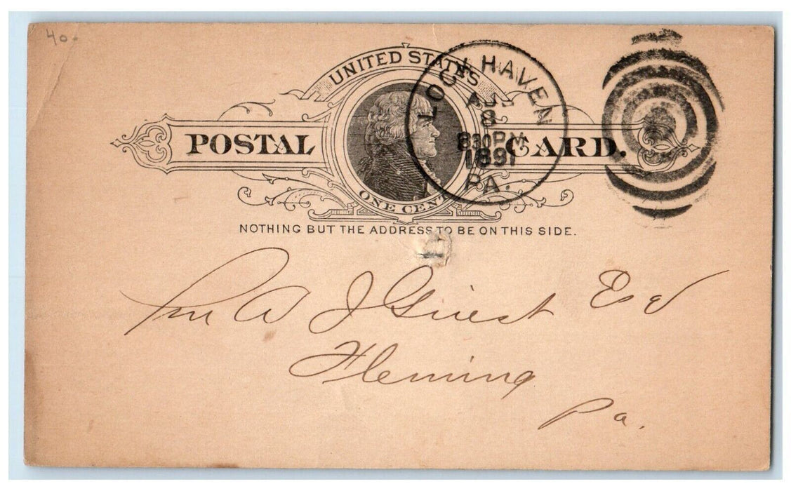 1891 TH Harmon Fine Cigars Tobaccos Smokers Lock Haven PA Antique Postal Card
