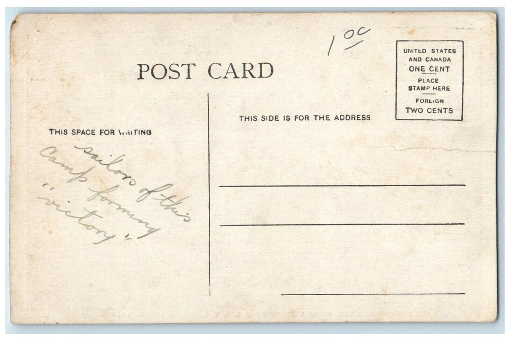 c1910 Sailors Forming Word Victory U.S.N.T.S Army Great Lakes Illinois Postcard