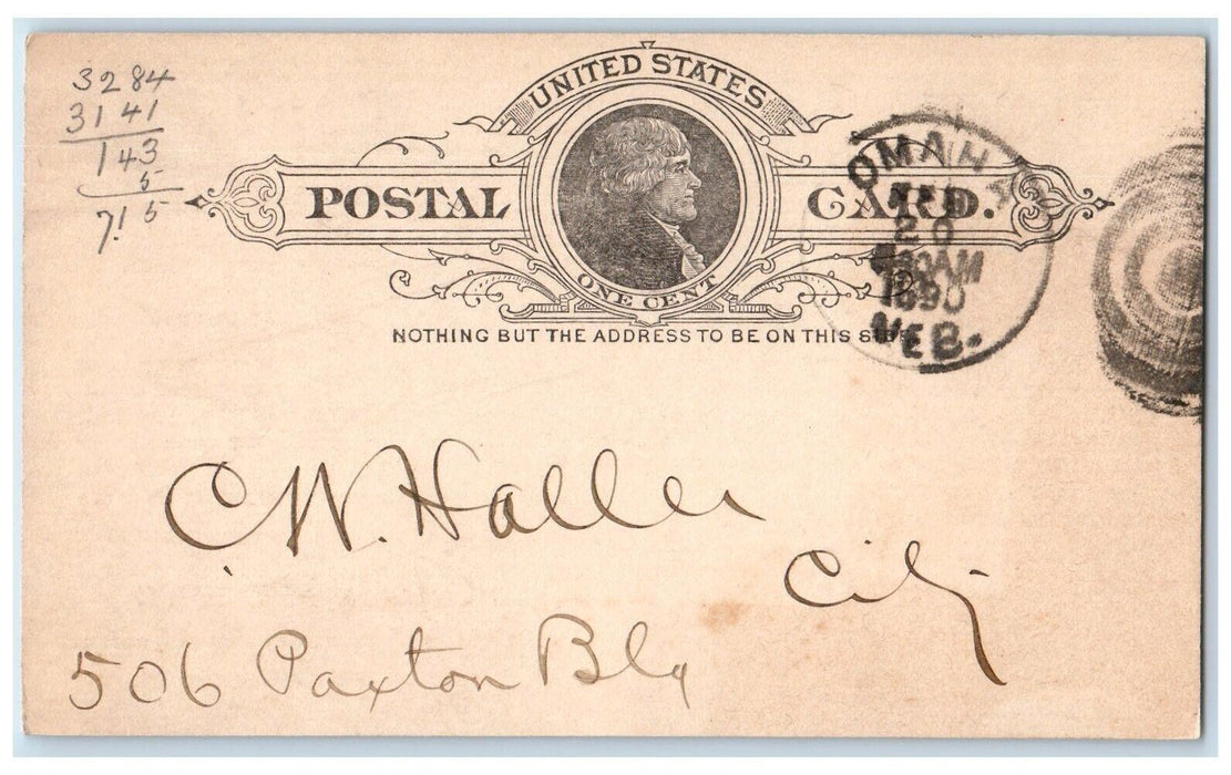 1890 The Omaha Mercury Legal Notices Telephone 860 Omaha Nebraska NE Postal Card