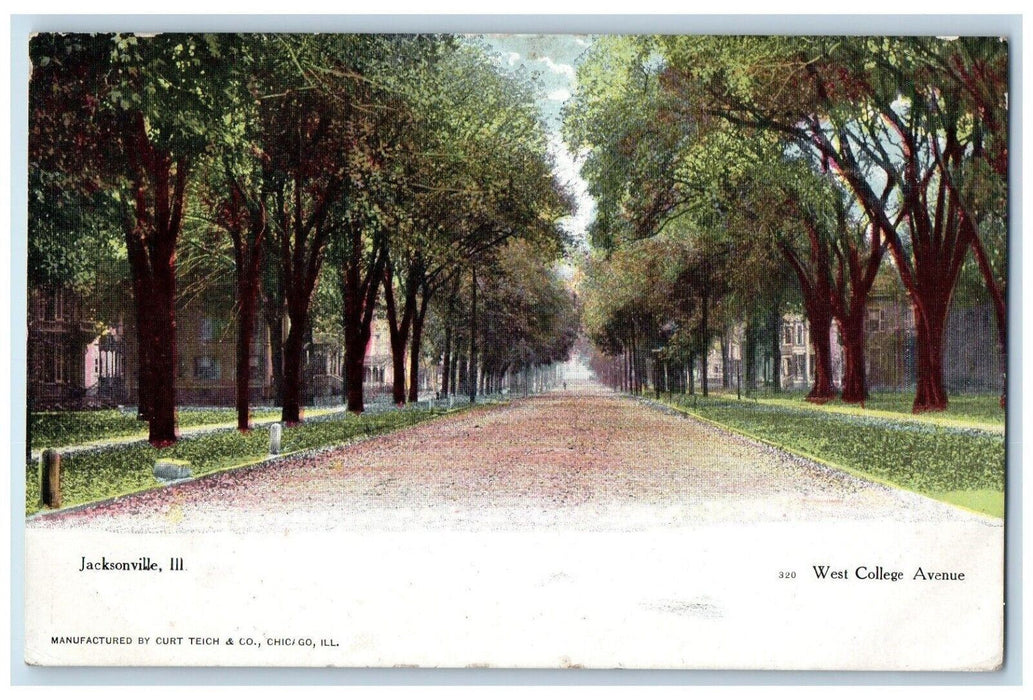 1908 West College Avenue Road Street Exterior Jacksonville Illinois IL Postcard
