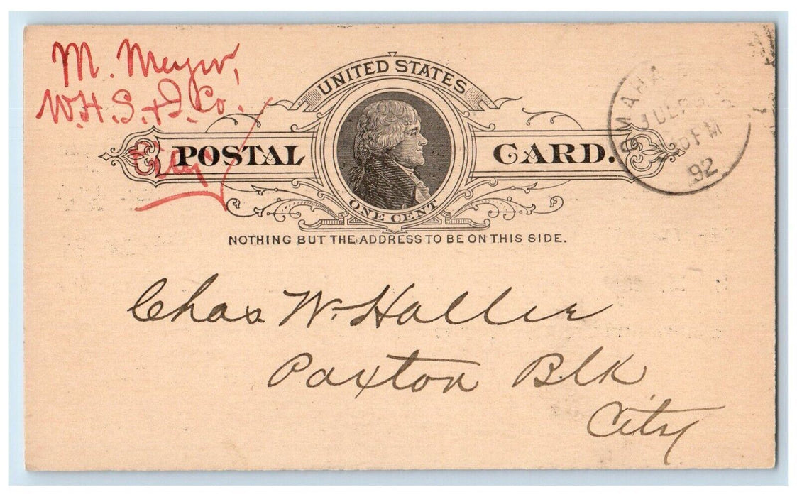 1892 Meeting of Board of Directors at Walnut Hill Savings Omaha NE Postal Card