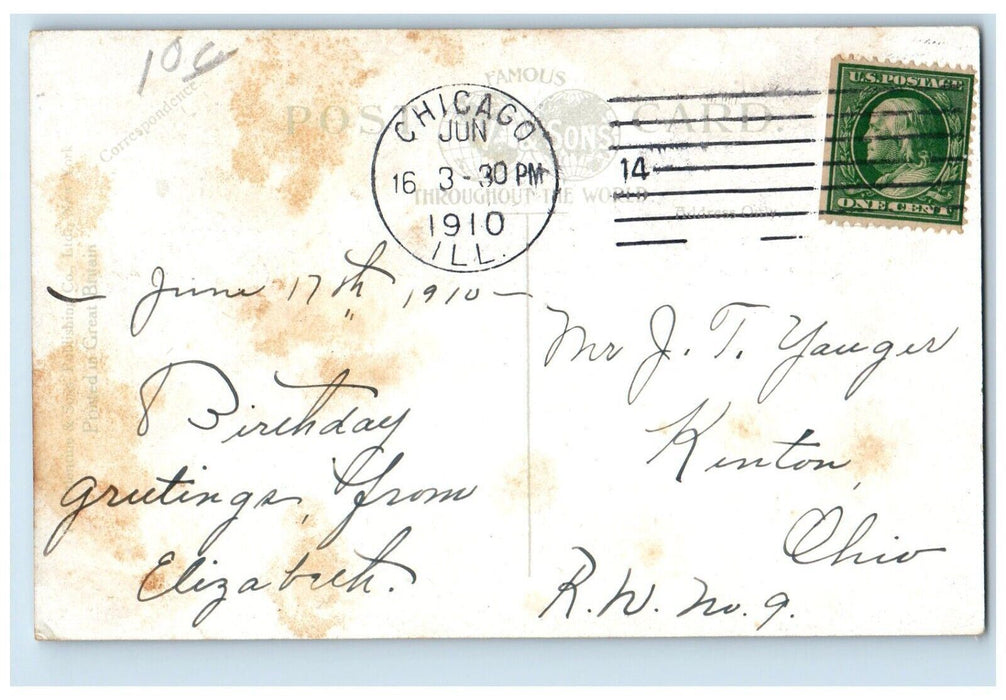 1910 Ridge Avenue Street Road Classic Car Evanston Illinois IL Vintage Postcard