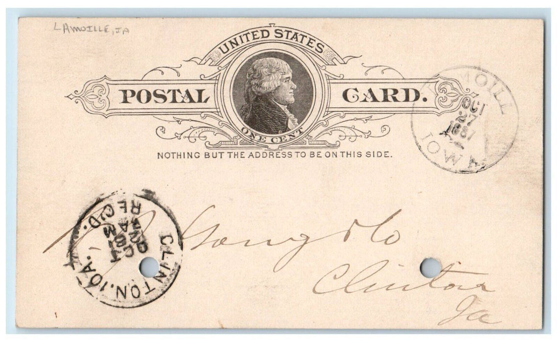 1887 Needing Lumber Badly Lamoille IA Clinton IA Antique Postal Card