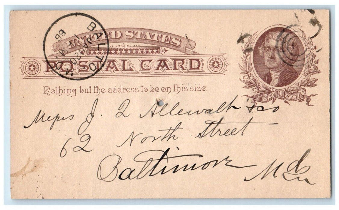 1886 Save 100 Eggs for Thursday JB Brodbeck Baltimore MD Cancel Postal Card