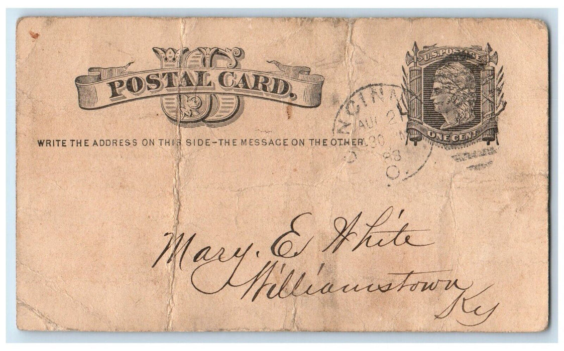 1883 Comptroller's Office Cincinnati Ohio OH Antique Posted Postal Card