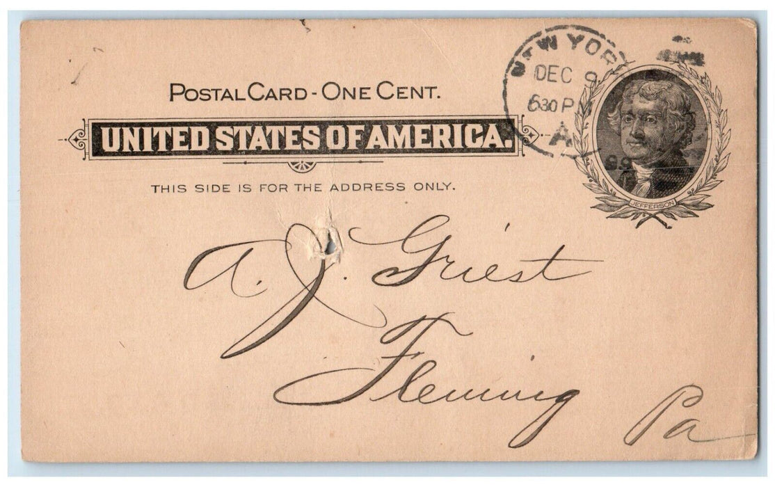1899 Beifeld Cor. Prince & Greene Streets New York NY Posted PMC Postal Card