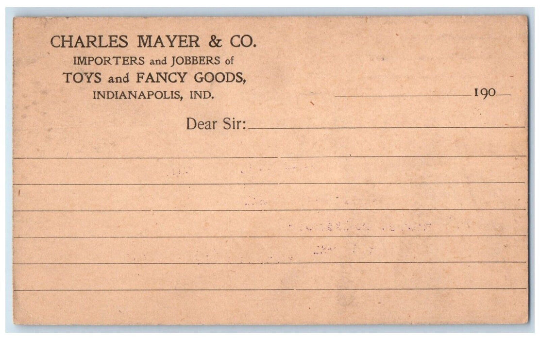 c1880's Charles Mayer & Co Importers Jobbers of Toys Indianapolis IN Postal Card