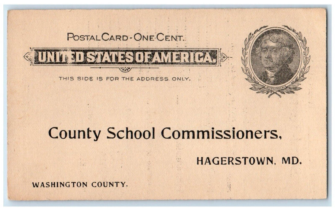 1901 Semi-Term Report County School Commissioners Hagerstown MD Postal Card