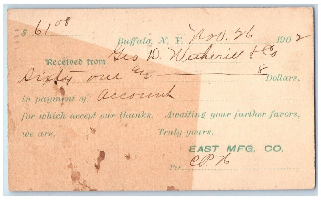 1902 Geo. D. Whetherill Buffalo New York NY Philadelphia PA Posted Postal Card
