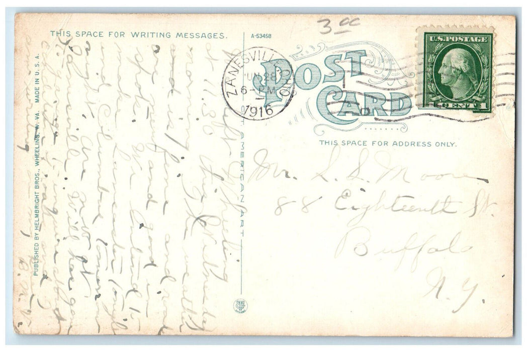 1916 The National Bank Of West Virginia Building Wheeling WV Antique Postcard