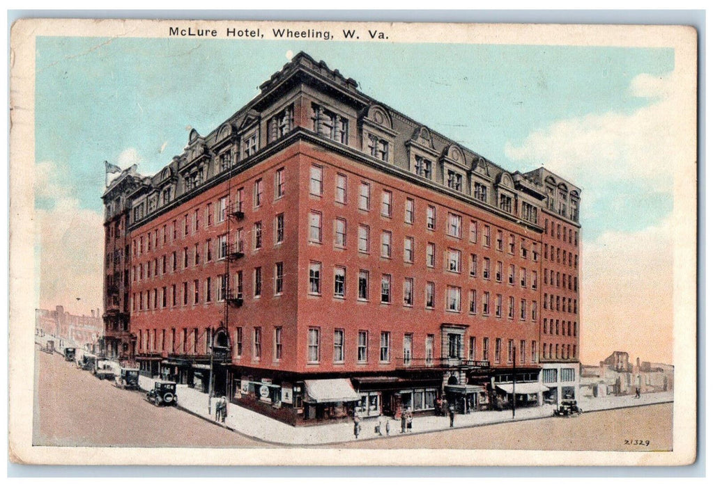 1930 McLure Hotel Building Exterior Scene Wheeling West Virginia WV Postcard