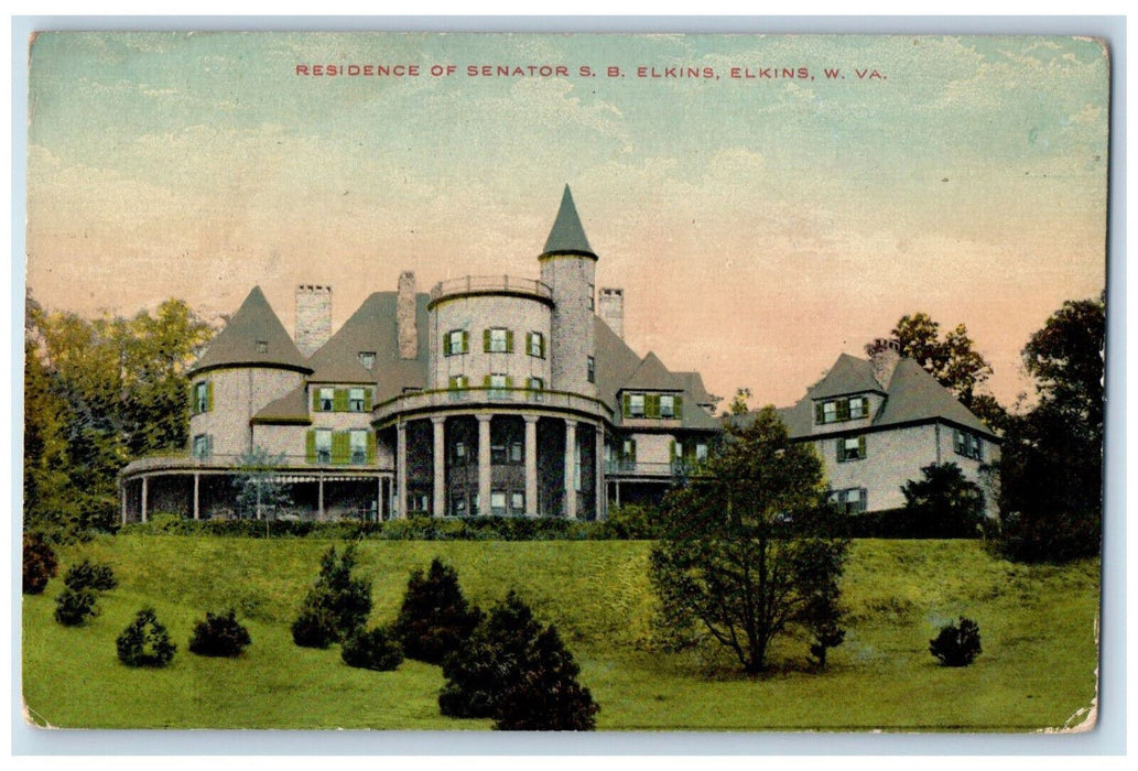 1913 Residence House Of Senator S. B. Elkins West Virginia WV Antique Postcard