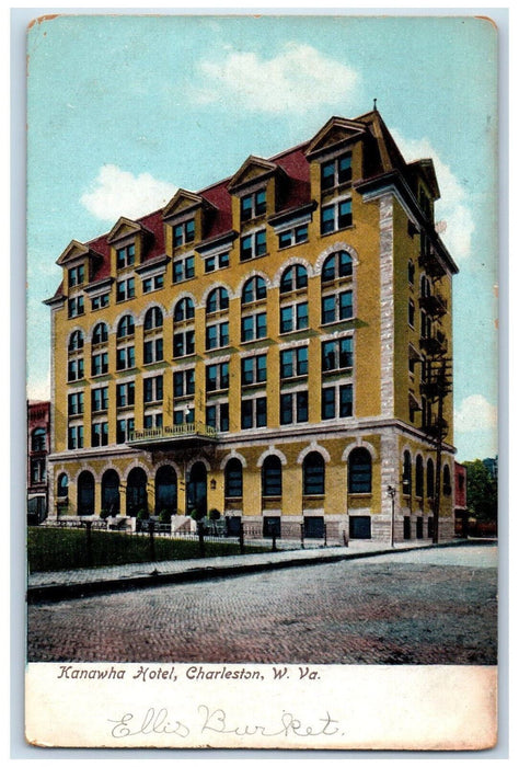 View Of Kanawha Hotel Building Charleston West Virginia WV Antique Postcard