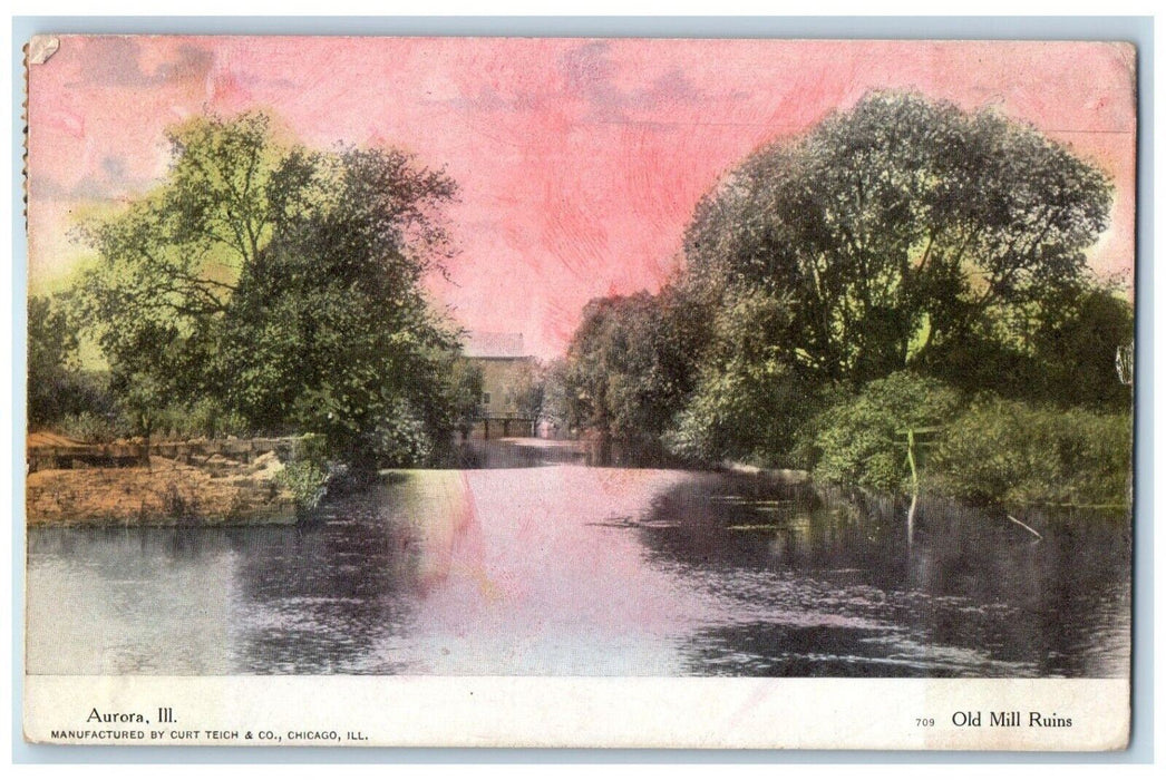 1907 View Of Old Mill Ruins Aurora Illinois IL Posted Antique Postcard