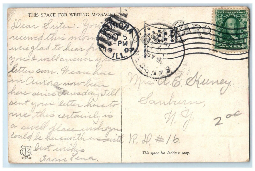 1907 View Of Old Mill Ruins Aurora Illinois IL Posted Antique Postcard