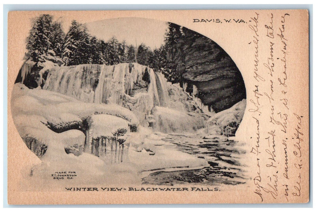 1907 Winter View Blackwater Falls Davis West Virginia WV Antique Postcard